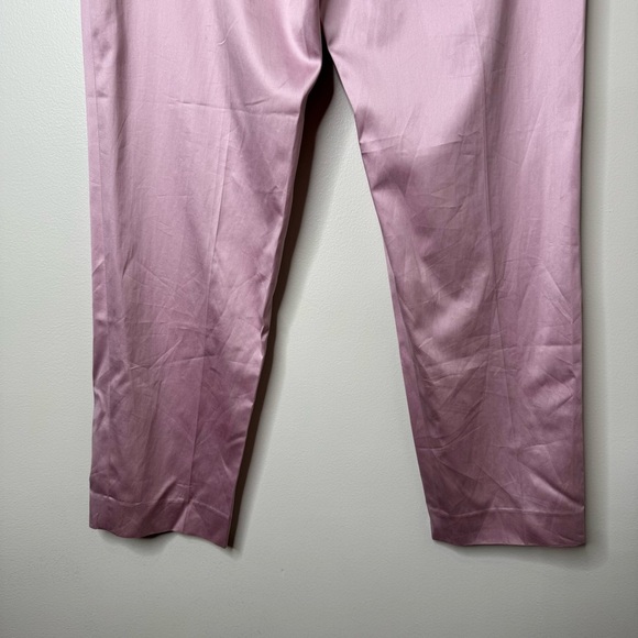 Theory Pink Purple Cotton Chintz Clean High Waisted Tapered Satin Look Pant - Picture 6 of 12